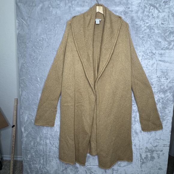 Soft Surroundings Sweater Womens Large Tan Wool Mohair Blend Open Front Cardigan - Picture 8 of 8